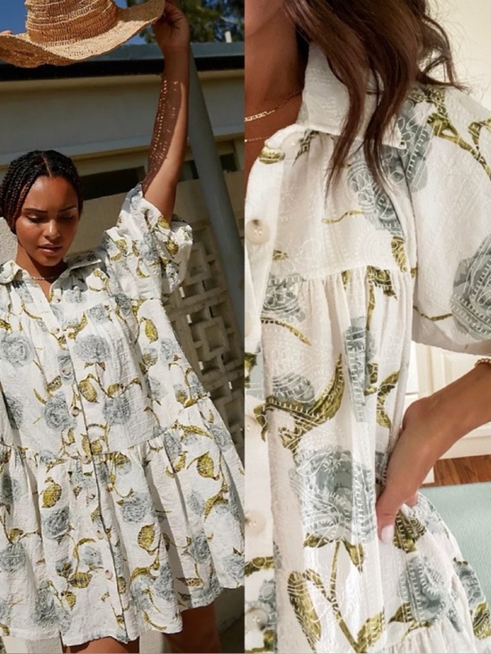 En Saison Dresses & Skirts - Anthropologie En Saison Mallory Shirt Dress Sz S Oversized Babydoll Coastal